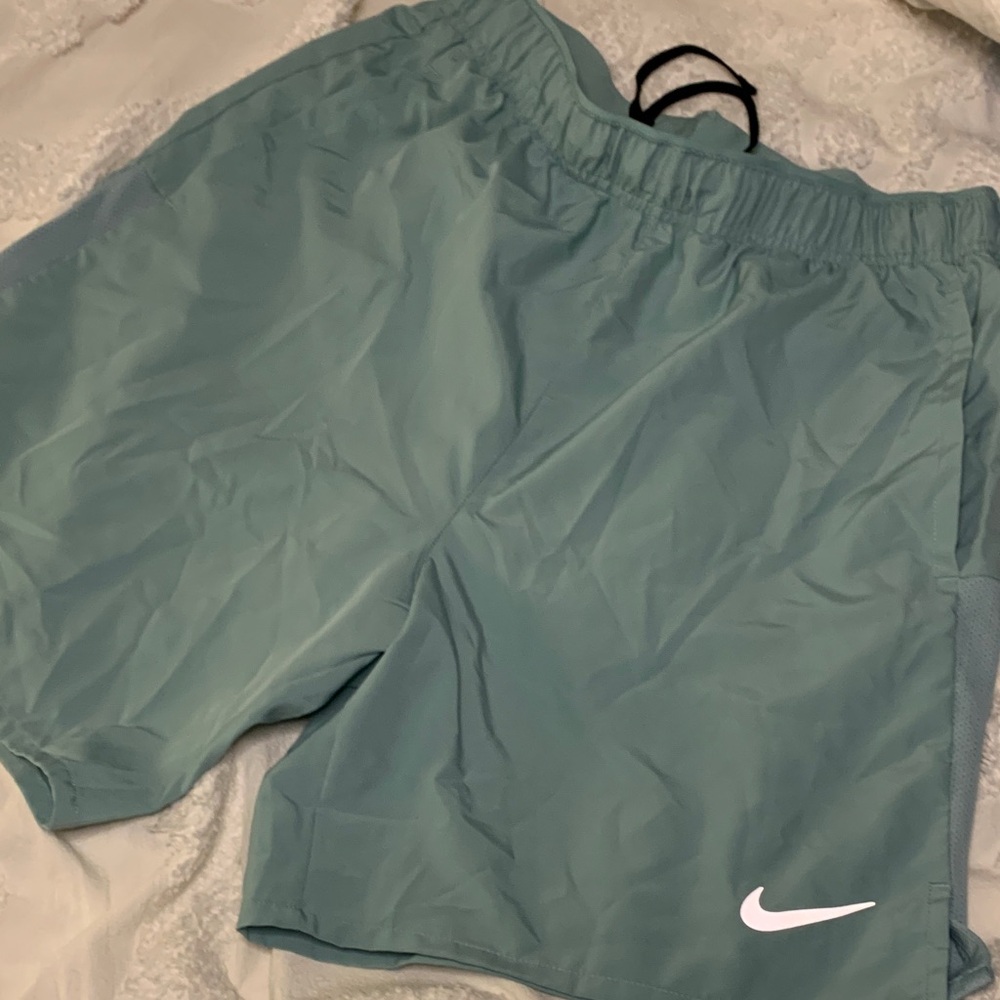 Nike Men's Athletic Shorts - Gray and Light Green - Picture 2 of 11